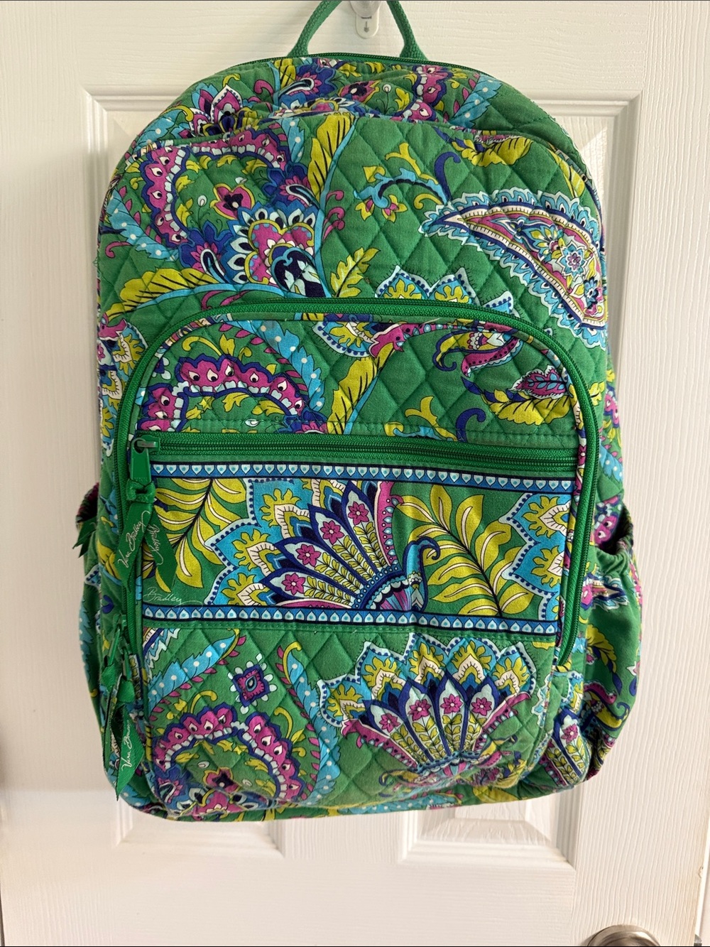 Vera Bradley Green Paisley Quilted Backpack